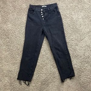 High rise straight black jeans